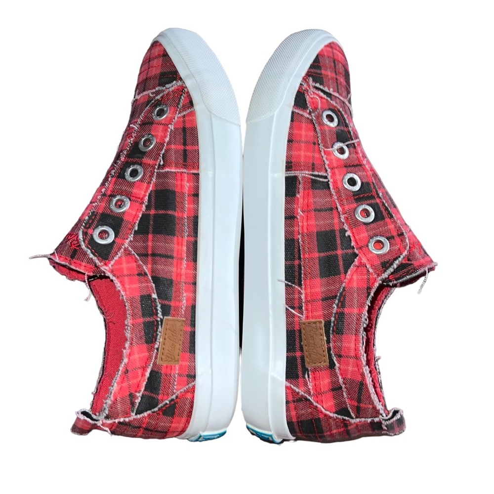 💥6 HR Temp Price Drop💥 Blowfish Malibu Red Grand Canyon Plaid Slip On Sneakers - Picture 11 of 16